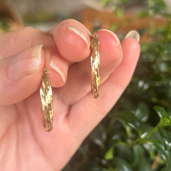 14K SOLID GOLD Twisted Hoops